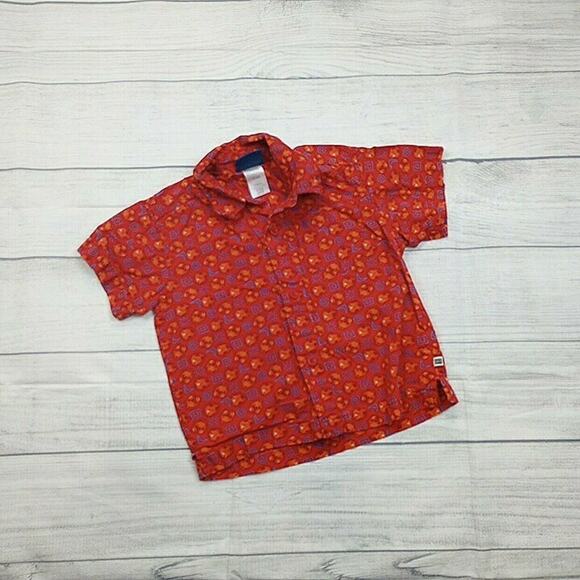 24m Oshkosh 90s Red Fish Button Up Shirt - Picture 1 of 4